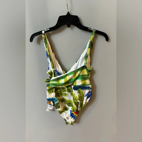 Farm Rio Tropical Fresh Faux Wrap One-Piece Swimsuit, Size large, $195 - Picture 7 of 10